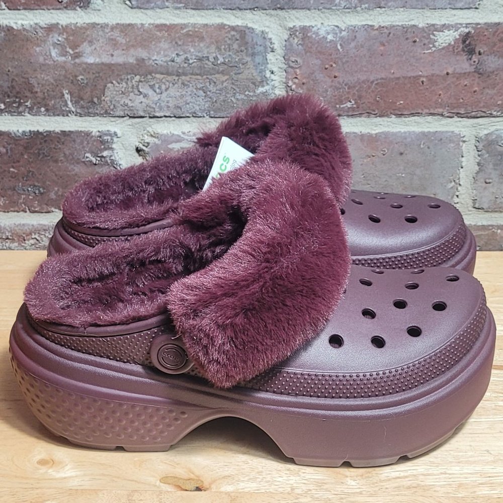 CROCS Purple Mules with Plush Lining. New never worn.